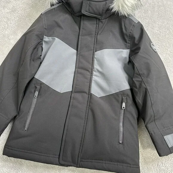 NWT Abercrombie & Fitch Boy's Snow Parka Zip Up Pockets Hood Sz 5 / 6 Black $130 - Picture 3 of 15